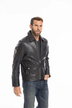 Blouson Cuir Homme Patrouille De France Navy " JAEGGER " -Maroquinerie cg23hommejaeggernavy24844 003396800 1038 27092022