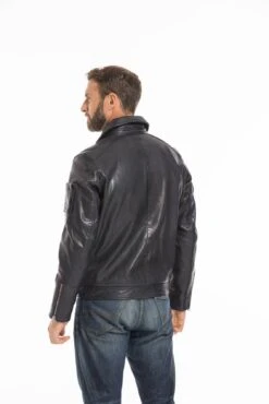 Blouson Cuir Homme Patrouille De France Navy " JAEGGER "