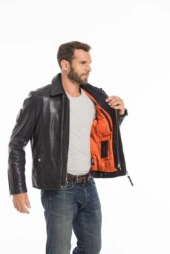 Blouson Cuir Homme Patrouille De France Navy " JAEGGER " -Maroquinerie cg23hommejaeggernavy24856 047470400 1038 27092022