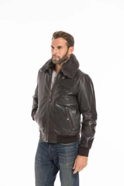 Blouson Cuir Homme Vachette Marron Schott Style Pilote Aviateur " LC 1380 " -Maroquinerie cg23hommelc1380marron25045 054880000 1050 23092022