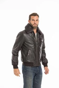 Blouson Cuir Homme Vachette Marron Schott Style Pilote Aviateur " LC 1380 " -Maroquinerie cg23hommelc1380marron25047 020335400 1050 23092022