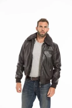 Blouson Cuir Homme Vachette Marron Schott Style Pilote Aviateur " LC 1380 " -Maroquinerie cg23hommelc1380marron25052 072201500 1052 23092022