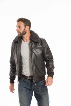 Blouson Cuir Homme Vachette Marron Schott Style Pilote Aviateur " LC 1380 " -Maroquinerie cg23hommelc1380marron25053 069592600 1052 23092022