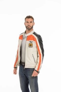 Blouson Cuir Homme Redskins " NOTY TRIPWAY " 22 Blouson Cuir Homme Redskins " NOTY TRIPWAY " -Maroquinerie cg23hommenotytripwaywhiteorangeblack24726 002555500 1040 27092022