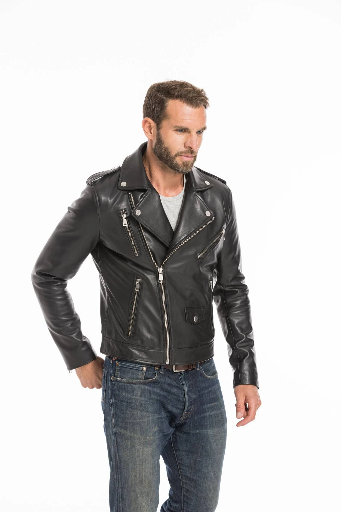 Blouson Cuir Homme Noir Redskins " SPEDSTER STONER " 3 Blouson Cuir Homme Noir Redskins " SPEDSTER STONER " – Image 3