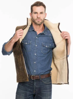 Gilets Sans Manche Mouton "Chamonix" Marron Vieilli -Maroquinerie chamonix13 061910300 1416 08102021