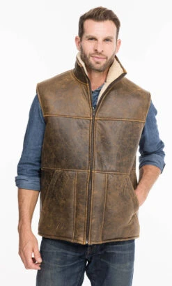 Gilets Sans Manche Mouton "Chamonix" Marron Vieilli -Maroquinerie chamonix6 016682900 1416 08102021