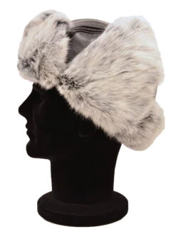 Chapka Agneau + Lapin Noir / Gris " EMIL " -Maroquinerie chapka cuir fourrure lapin noir gris argente emil 2 066851100 0913 19062018