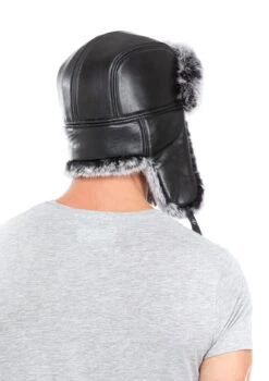 Chapka Agneau + Lapin Noir / Gris " EMIL " -Maroquinerie chapka emil fourrure 6 028381400 1102 02102019