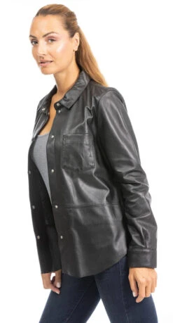 Oakwood Chemise En Cuir Pour Femme Noir " 64049 " -Maroquinerie chemise64049biais 085082700 1555 25092023