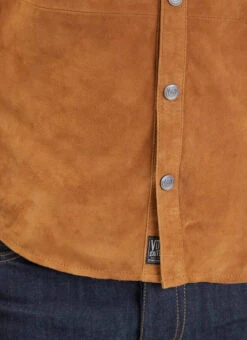 Chemise Chèvre Velours Homme Cognac " 102203 " -Maroquinerie chemise chvre velours cognac 102203 1 008053000 0946 22032022