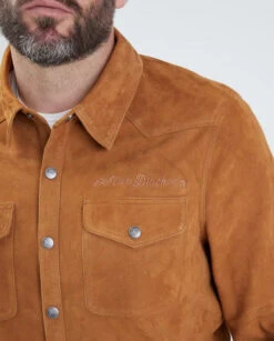 Chemise Chèvre Velours Homme Cognac " 102203 " -Maroquinerie chemise chvre velours cognac 102203 2 005092700 0939 22032022