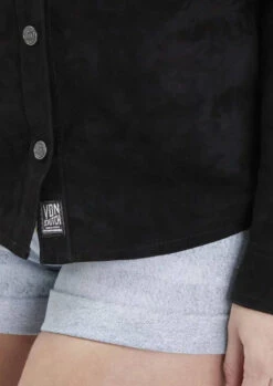 Chemise Femme Chèvre Velours Noir " 101763 " -Maroquinerie chemise en peau rose garden 101763 11 065334100 1706 21032022