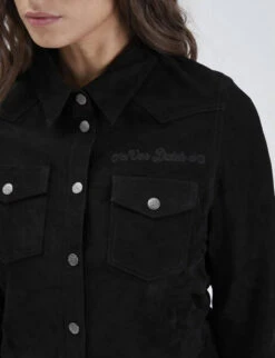 Chemise Femme Chèvre Velours Noir " 101763 " -Maroquinerie chemise en peau rose garden 101763 12 092248100 1706 21032022