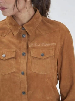 Chemise Femme Chèvre Velours Cognac " 101763 " -Maroquinerie chemise en peau rose garden 101763 3 069218000 1706 21032022