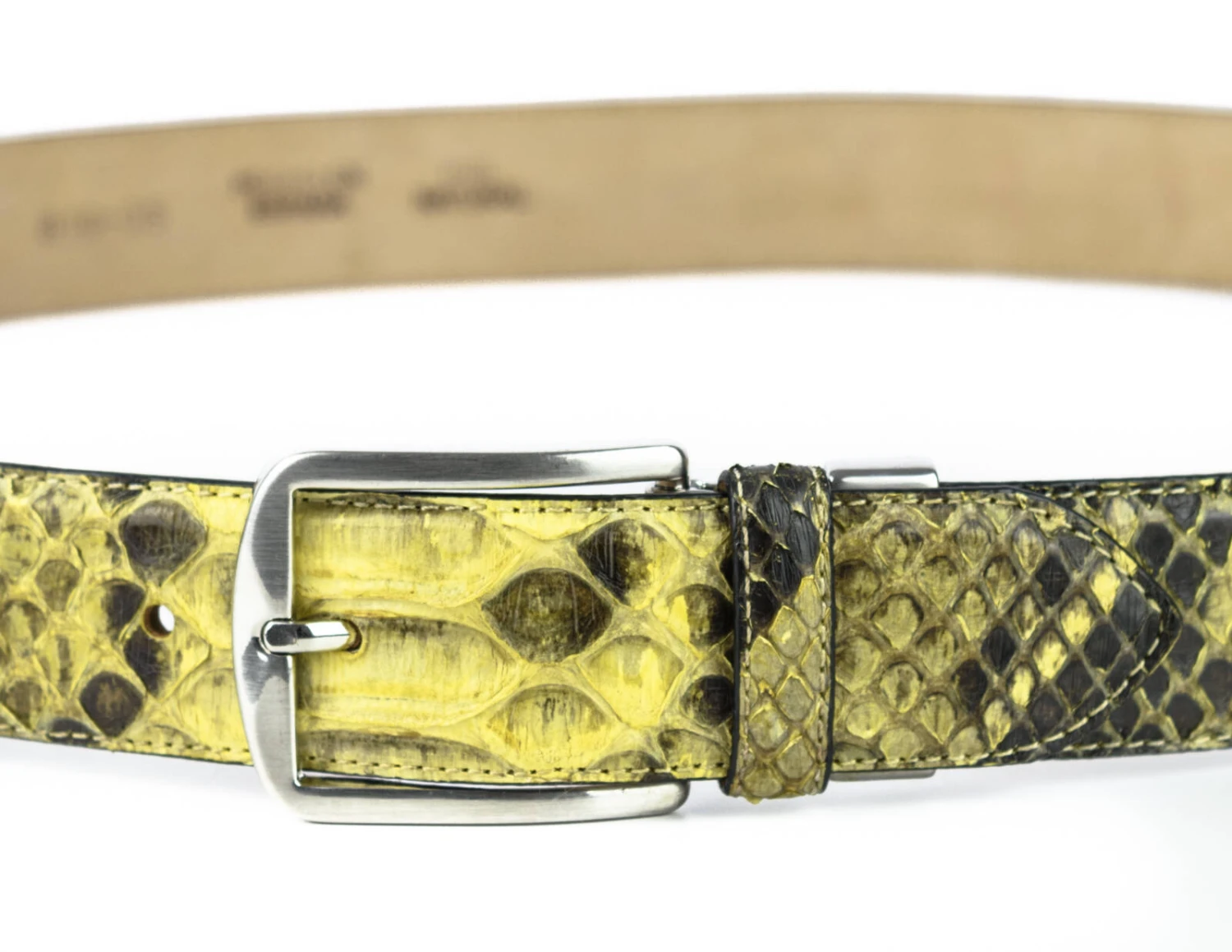 Ceinture Cuir Python Naturel Exotique Amarillo " 325 " 1 Ceinture Cuir Python Naturel Exotique Amarillo " 325 "