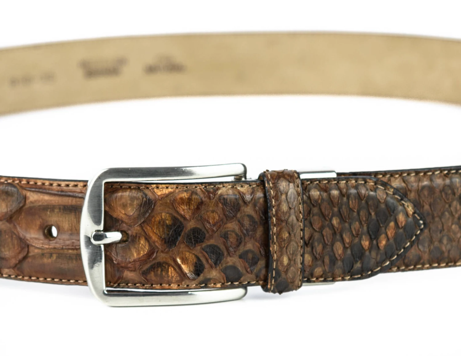 Ceinture Cuir Python Naturel Exotique Cognac " 316 " 1 Ceinture Cuir Python Naturel Exotique Cognac " 316 "