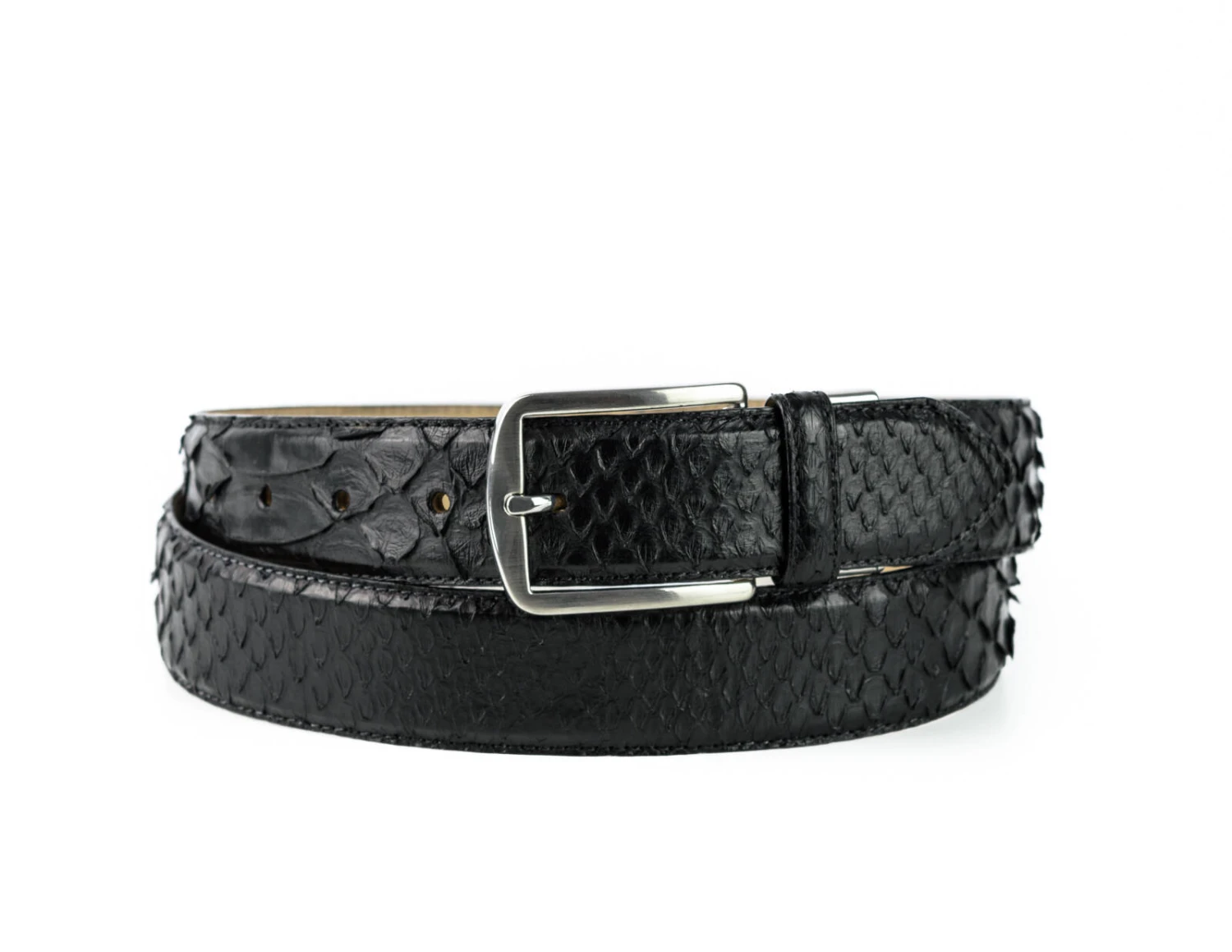 Ceinture Cuir Python Naturel Exotique Noir " 319 " 2 Ceinture Cuir Python Naturel Exotique Noir " 319 " – Image 2