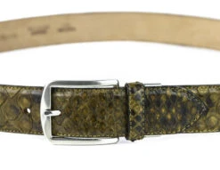 Ceinture Cuir Python Naturel Exotique Verde Kaki " 321 "