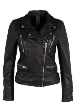 GIPSY Blouson Cuir Femme Noir Style Biker " CONA "
