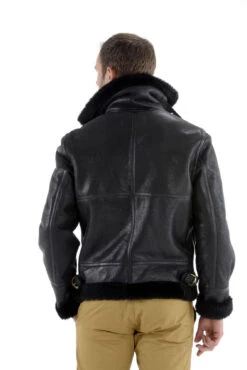 Blouson Cuir Homme Schott Fourrure Mouton Noir Coupe Bombardier " LC 1259 " -Maroquinerie cuir10688 1259 068233800 1517 09102015