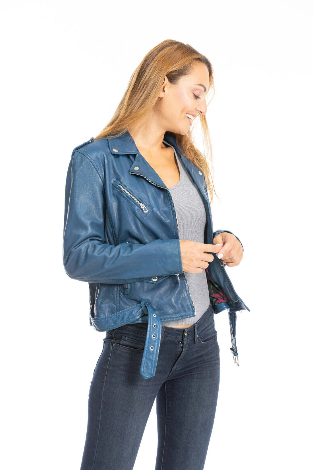 Blouson Cuir Femme Daytona Bleu " PAULA " 9 Blouson Cuir Femme Daytona Bleu " PAULA " – Image 9