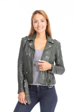Blouson Cuir Femme Daytona Kaki " PAULA " -Maroquinerie cuirsguignard2024101849khaki1647 072830900 1659 26092023