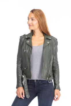 Blouson Cuir Femme Daytona Kaki " PAULA " -Maroquinerie cuirsguignard2024101849khaki1648 023226200 0959 28092023