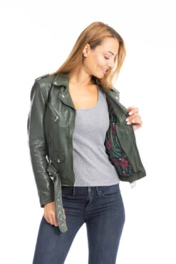 Blouson Cuir Femme Daytona Kaki " PAULA " -Maroquinerie cuirsguignard2024101849khaki1653 060309900 0959 28092023