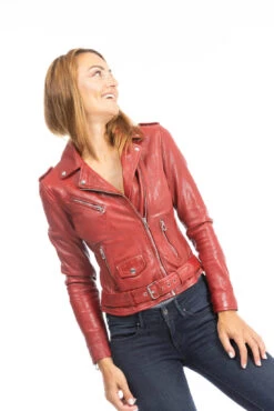 Blouson Cuir Femme Daytona Rouge " PAULA " -Maroquinerie cuirsguignard2024101849redchili1710 021189500 0959 28092023