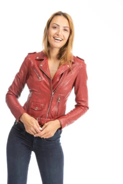 Blouson Cuir Femme Daytona Rouge " PAULA " -Maroquinerie cuirsguignard2024101849redchili1712 099200300 0959 28092023