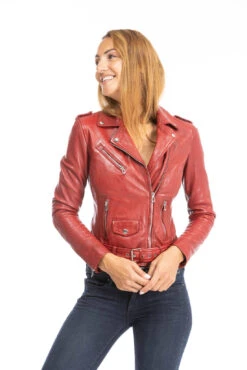 Blouson Cuir Femme Daytona Rouge " PAULA " -Maroquinerie cuirsguignard2024101849redchili1714 021793500 0959 28092023