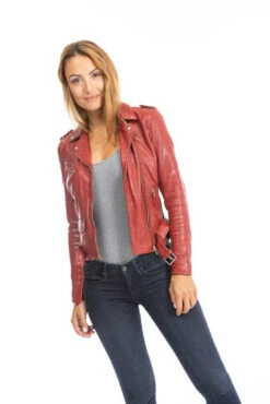 Blouson Cuir Femme Daytona Rouge " PAULA " -Maroquinerie cuirsguignard2024101849redchili1732 020496200 0959 28092023