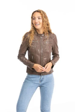 Blouson Cuir Femme Style Motard Bison " 102581 " -Maroquinerie cuirsguignard2024102581bison2881 037150900 1004 28092023