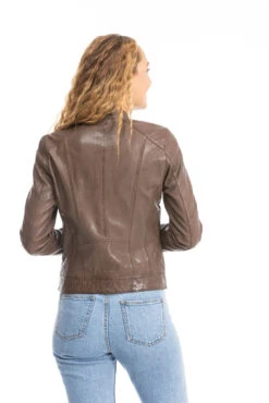 Blouson Cuir Femme Style Motard Bison " 102581 "