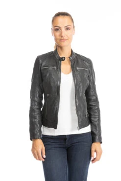 Blouson Cuir Femme Style Motard Noir " 102581 " -Maroquinerie cuirsguignard2024102581noir2427 017660200 1004 28092023