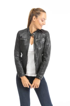 Blouson Cuir Femme Style Motard Noir " 102581 " -Maroquinerie cuirsguignard2024102581noir2429 053607800 1004 28092023