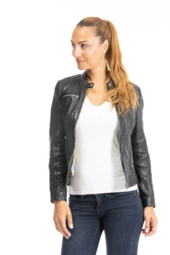 Blouson Cuir Femme Style Motard Noir " 102581 " -Maroquinerie cuirsguignard2024102581noir2438 096129600 1004 28092023