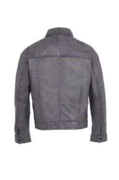 Blouson Cuir Homme Agneau Gris " DORIAN "