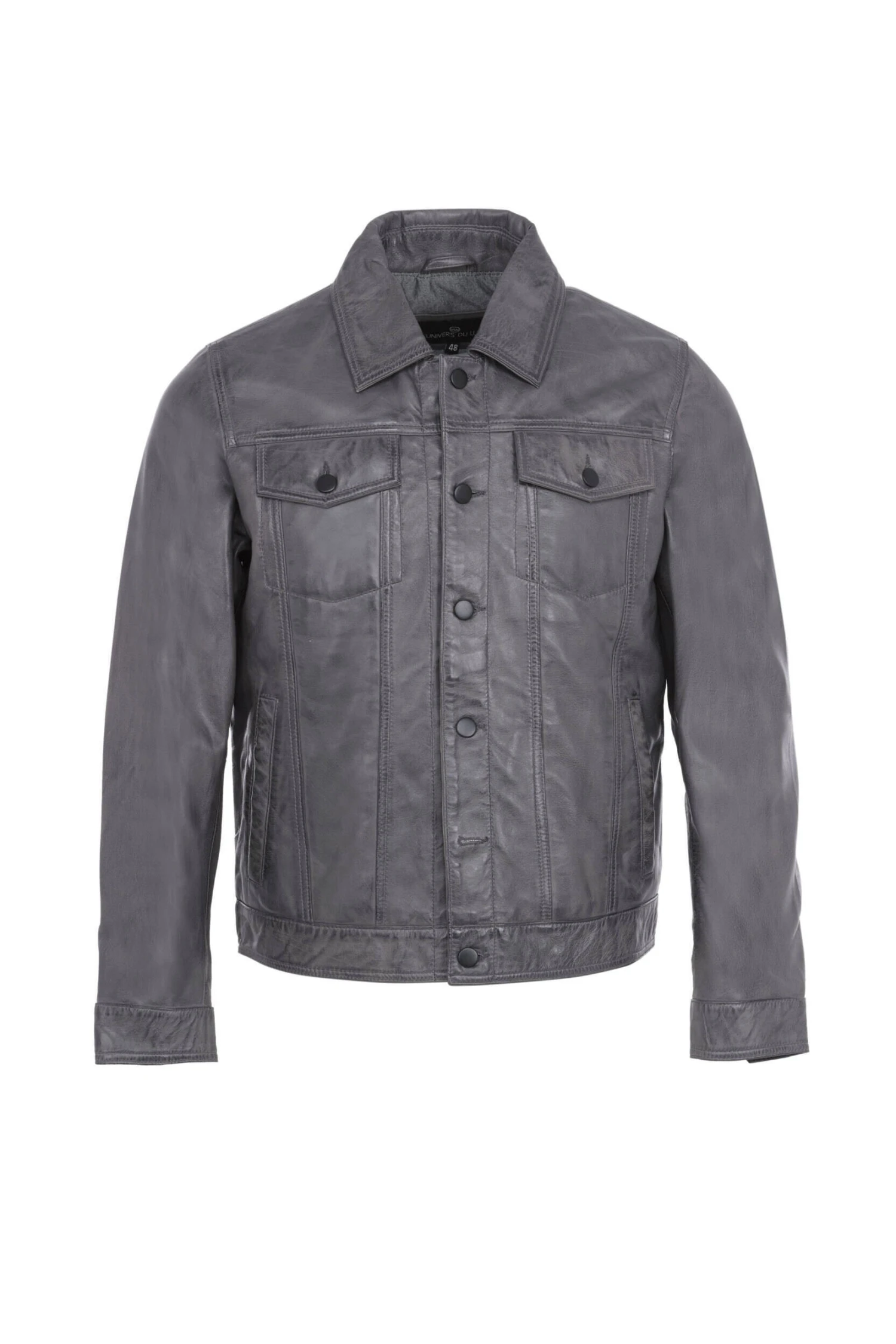 Blouson Cuir Homme Agneau Gris " DORIAN " 2 Blouson Cuir Homme Agneau Gris " DORIAN " – Image 2