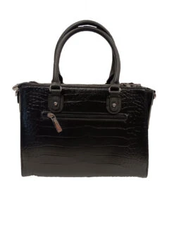 Sac à Main Cuir Vachette Noir Aspect Croco " DC-202 "