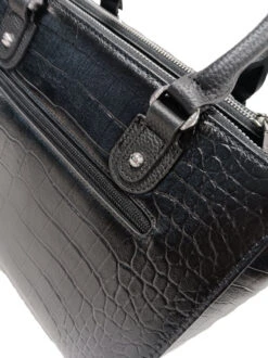 Sac à Main Cuir Vachette Noir Aspect Croco " DC-202 " -Maroquinerie dc202croconoirzoom 025137100 1138 17112023
