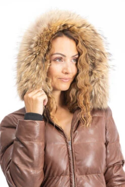 Doudoune Longue Femme Agneau Cognac " 101973 " -Maroquinerie doudoune 101973 cognac 11 079134100 1002 28092023