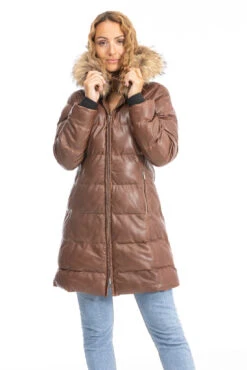 Doudoune Longue Femme Agneau Cognac " 101973 " -Maroquinerie doudoune 101973 cognac 1 064326600 1002 28092023