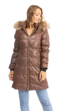 Doudoune Longue Femme Agneau Cognac " 101973 " -Maroquinerie doudoune 101973 cognac 3 037373200 1002 28092023