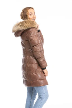 Doudoune Longue Femme Agneau Cognac " 101973 " -Maroquinerie doudoune 101973 cognac 5 019004900 1002 28092023