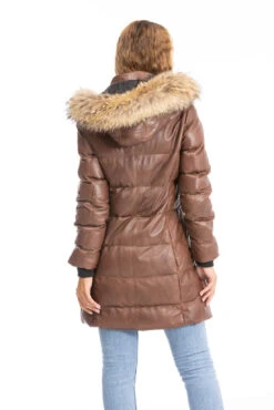 Doudoune Longue Femme Agneau Cognac " 101973 " -Maroquinerie doudoune 101973 cognac 7 024775000 1002 28092023