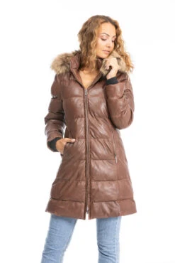 Doudoune Longue Femme Agneau Cognac " 101973 " -Maroquinerie doudoune 101973 cognac 8 044287200 1002 28092023