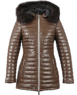 Trois Quart Cuir Femme Marron Clair Oakwood " 61679 "