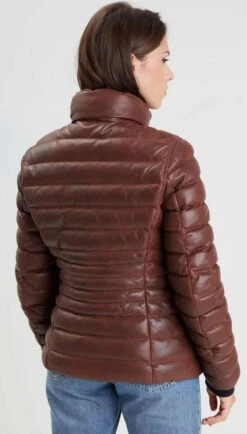 Doudoune Cuir Femme Cognac " 102034 "